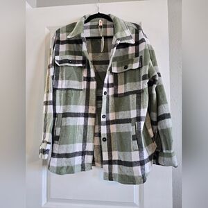 Plaid Green and Black Women's Flannel Shacket